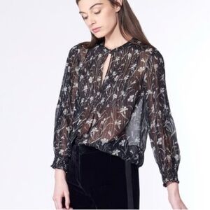 Veronica Beard Walker Silk Blend Top Floral Size 8